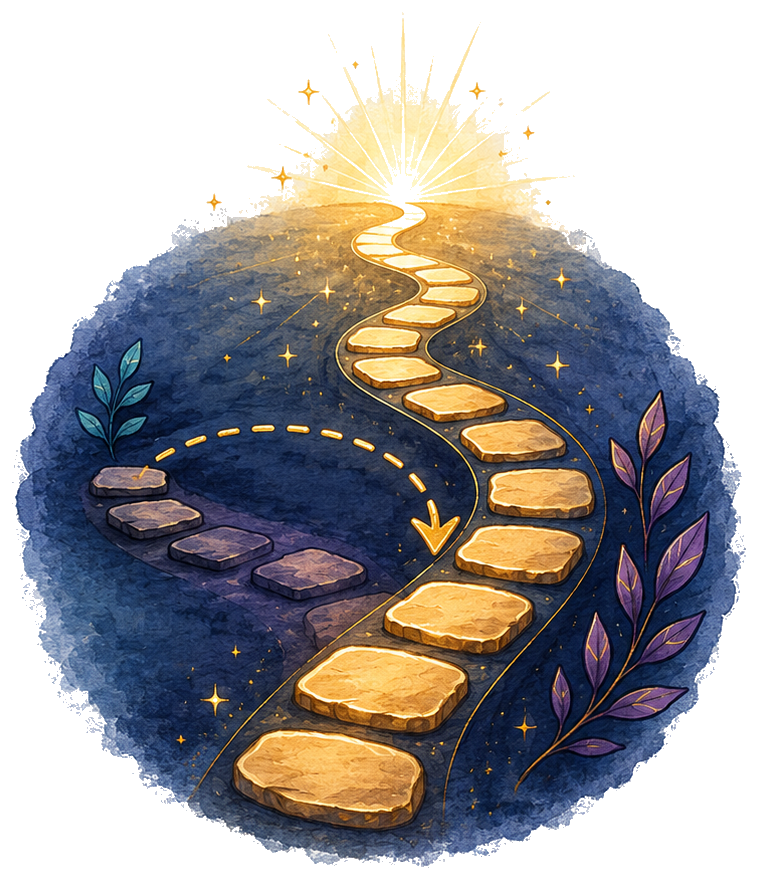 A path that turns back and continues forward